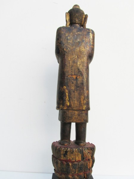 antique-carved-wooden-gilded-statue-of-standing-buddha-on-lotus-base-Thailand- Laos-Burma-00010